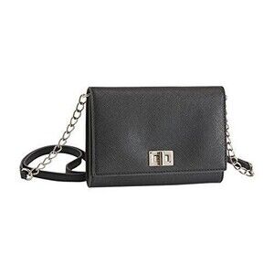 Prince & Fox Turnlock Crossbody Bag Black Saffiano Handbag NWOT